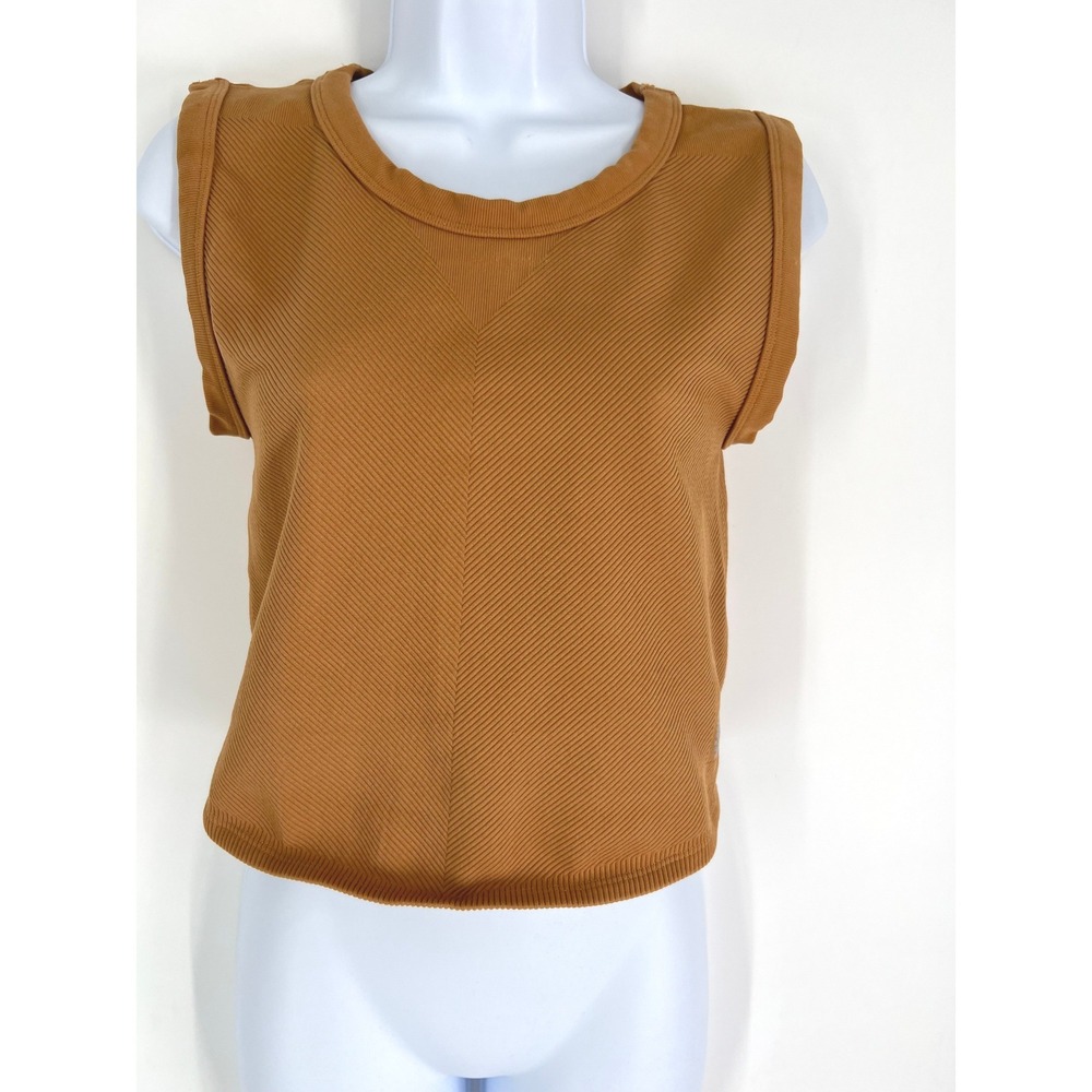 FP Movement Free People Ribbed Muscle Tank Ochre Brown XL Sleeveless Top